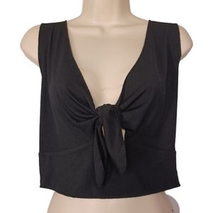 SHEIN CURVE Black Front Twist Stretchy Ribbed Sleeveless Top 0XL NWT